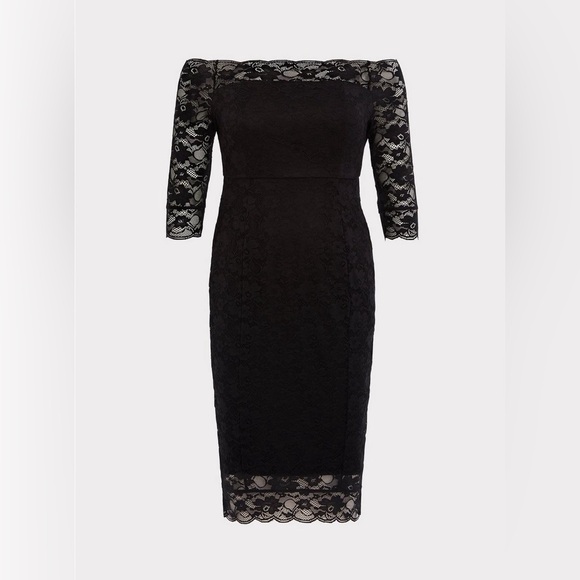 Torrid Size 30 Special Occasion Black Lace Off Shoulder Bodycon Dress - Picture 4 of 4